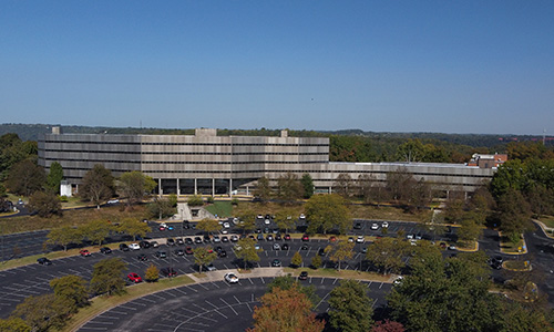 Aerial view of the CHFS building taken in summer