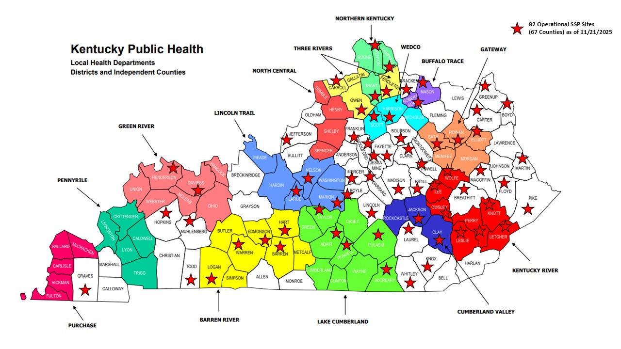 Kentucky Local Health Department Syringe Services Program Map 11.21.25